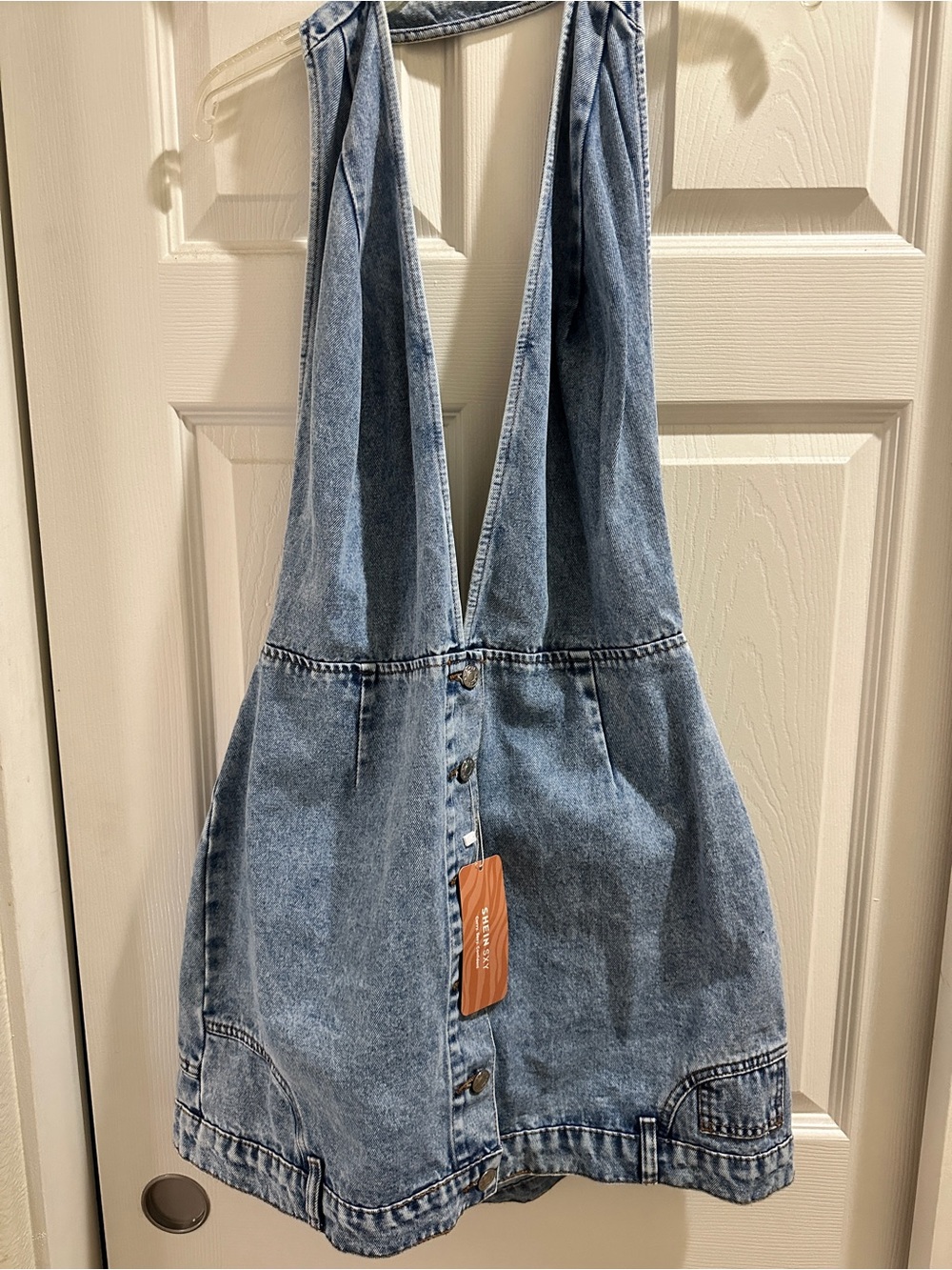 SHEIN Light Blue Denim Label Detail